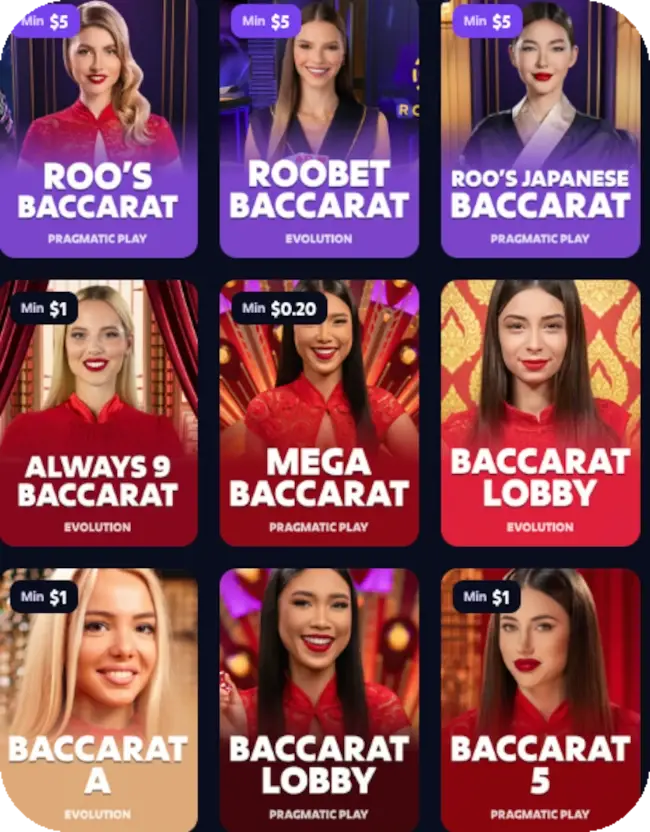 Casino Roobet baccarat live