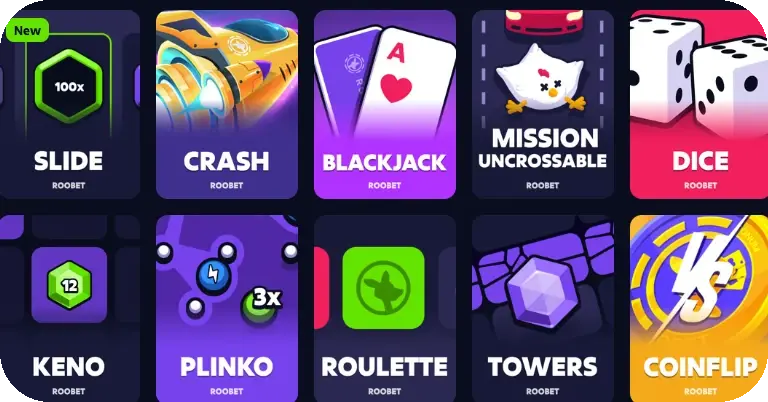 alkuperäinen pelejä Roobet Casino